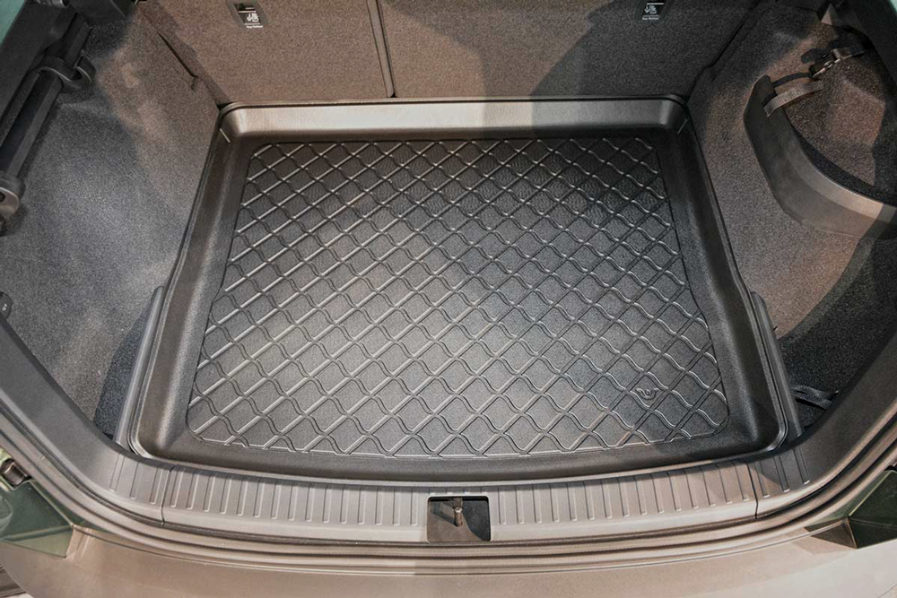 Kofferraumwanne für Skoda Karoq SUV (11.2017-.) - Kofferraummatte  rutschfest Schutzmatte - vertiefte Ladeflaeche; mit Not-Reserverad /  Pannenset; ohne Varioboden typ 2
