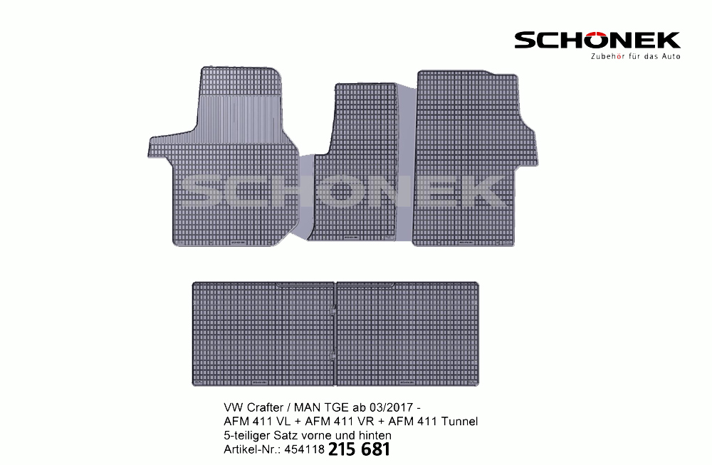 Fußmatten 5-teilig für VW Crafter II Doppelkabine / für MAN TGE  Doppelkabine - Auto Ausstattung Shop