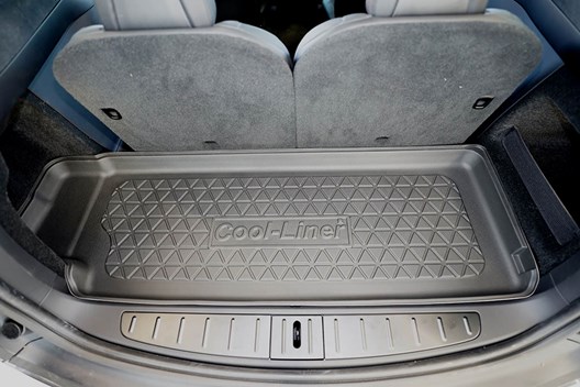 Premium Kofferraumwanne kompatibel mit Tesla Model X Facelift 1.2021- / für 6/7-Sitzer hinter 3. Reihe